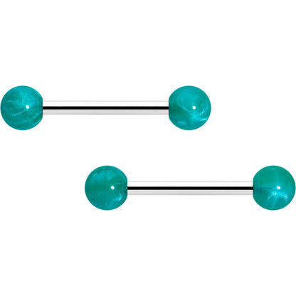 14G 9/16 Color Acrylic Ball Ends Barbell Nipple Ring Set