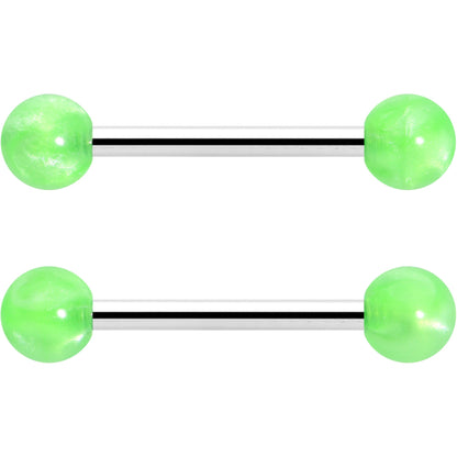 14G 9/16 Color Acrylic Ball Ends Barbell Nipple Ring Set