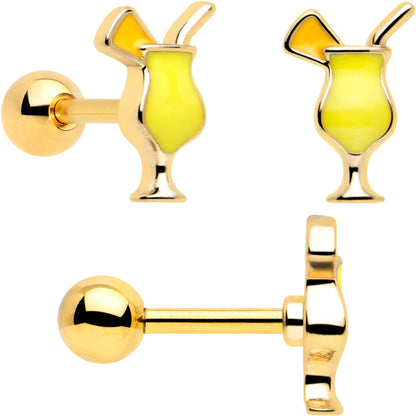 16G 1/4 Clear Gem Gold Tone Happy Hour Cartilage Earrings Set of 3