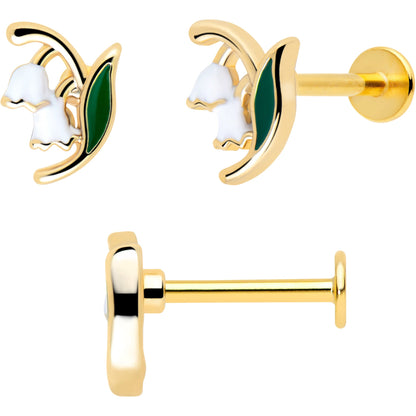 16G 5/16 Gold Tone Cherry Flower Labret Monroe Tragus Set of 3