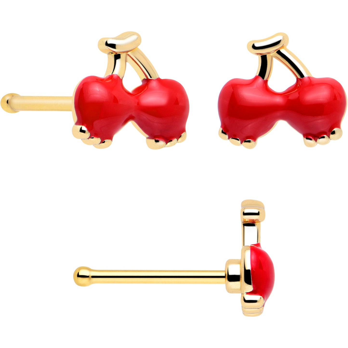 20G Gold Tone Cherry Flower L Shape Nose Hoop Nose Bone Set of 3