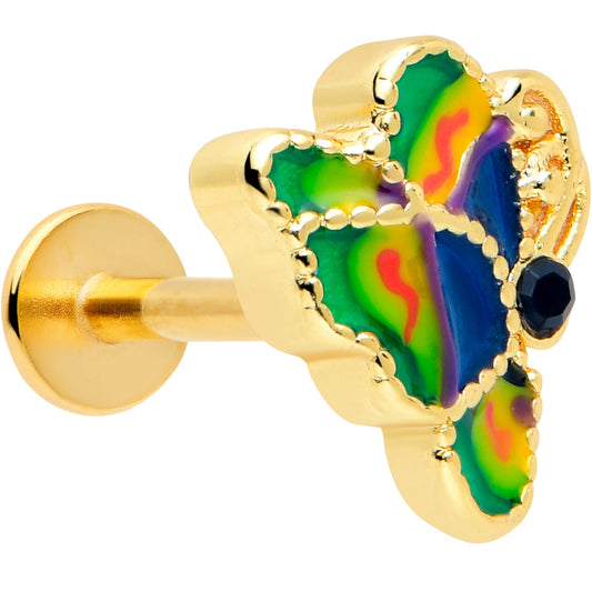 16G 5/16 Gold Tone Butterfly Colors Labret Monroe Tragus