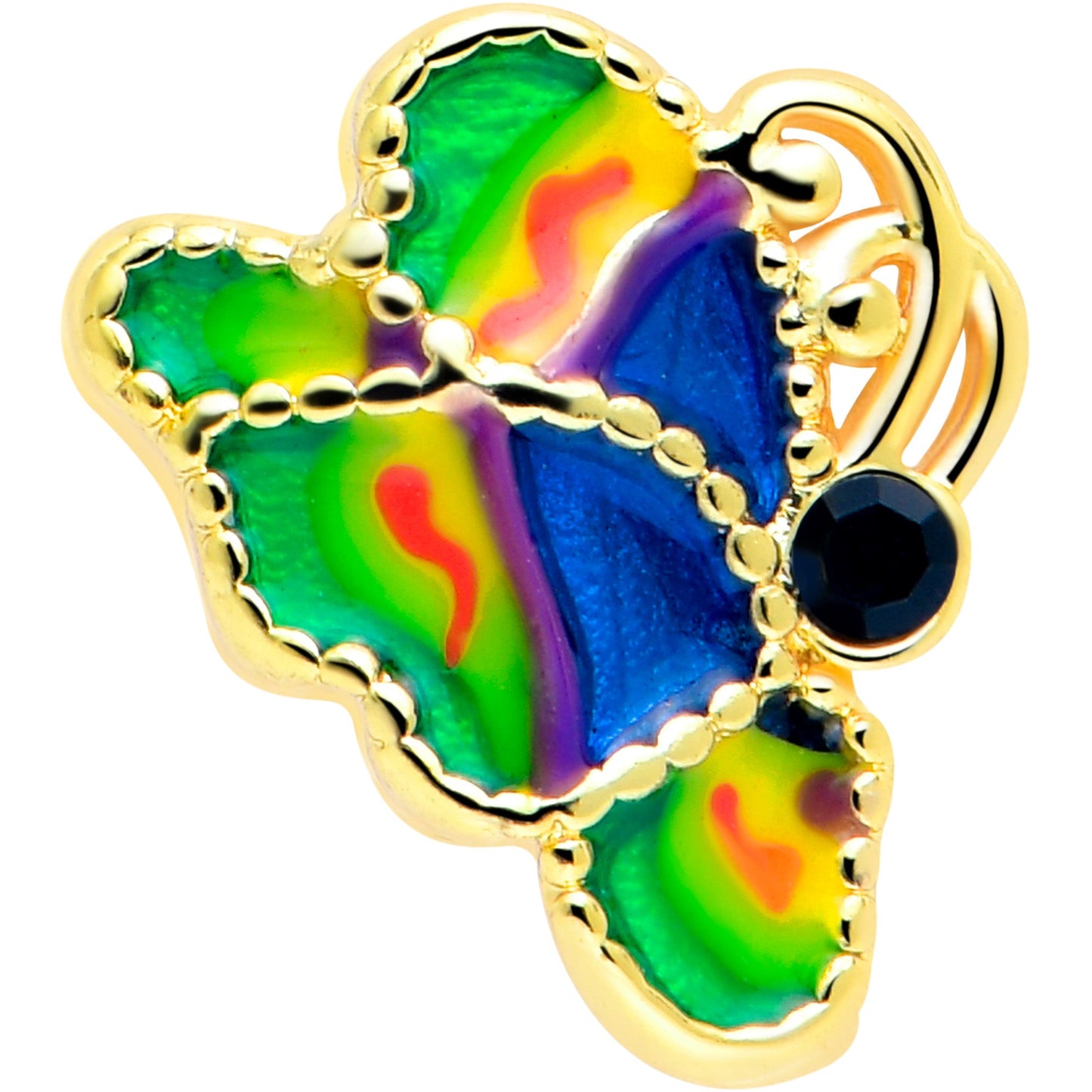 16G 5/16 Gold Tone Butterfly Colors Labret Monroe Tragus