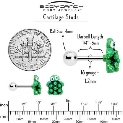 16G 1/4 Texture Turtle Cartilage Tragus Earring