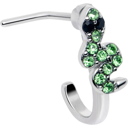 20G 7mm Green Gem Snake Sweetie Faux Hoop L Shape Nose Ring