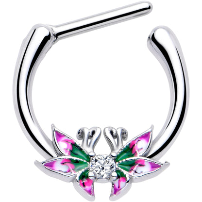 16G 5/16 Clear CZ Gem Profile Butterflies Cartilage Clicker