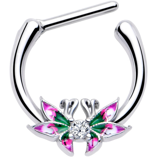 16G 5/16 Clear CZ Gem Profile Butterflies Cartilage Clicker