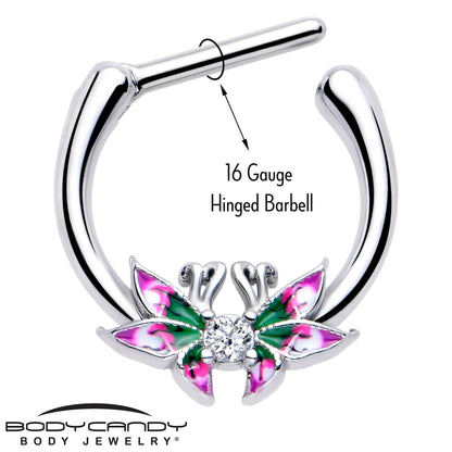 16G 5/16 Clear CZ Gem Profile Butterflies Cartilage Clicker