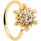 20G 5/16 Clear CZ Gem Gold Tone Glam Snowflake Nose Hoop