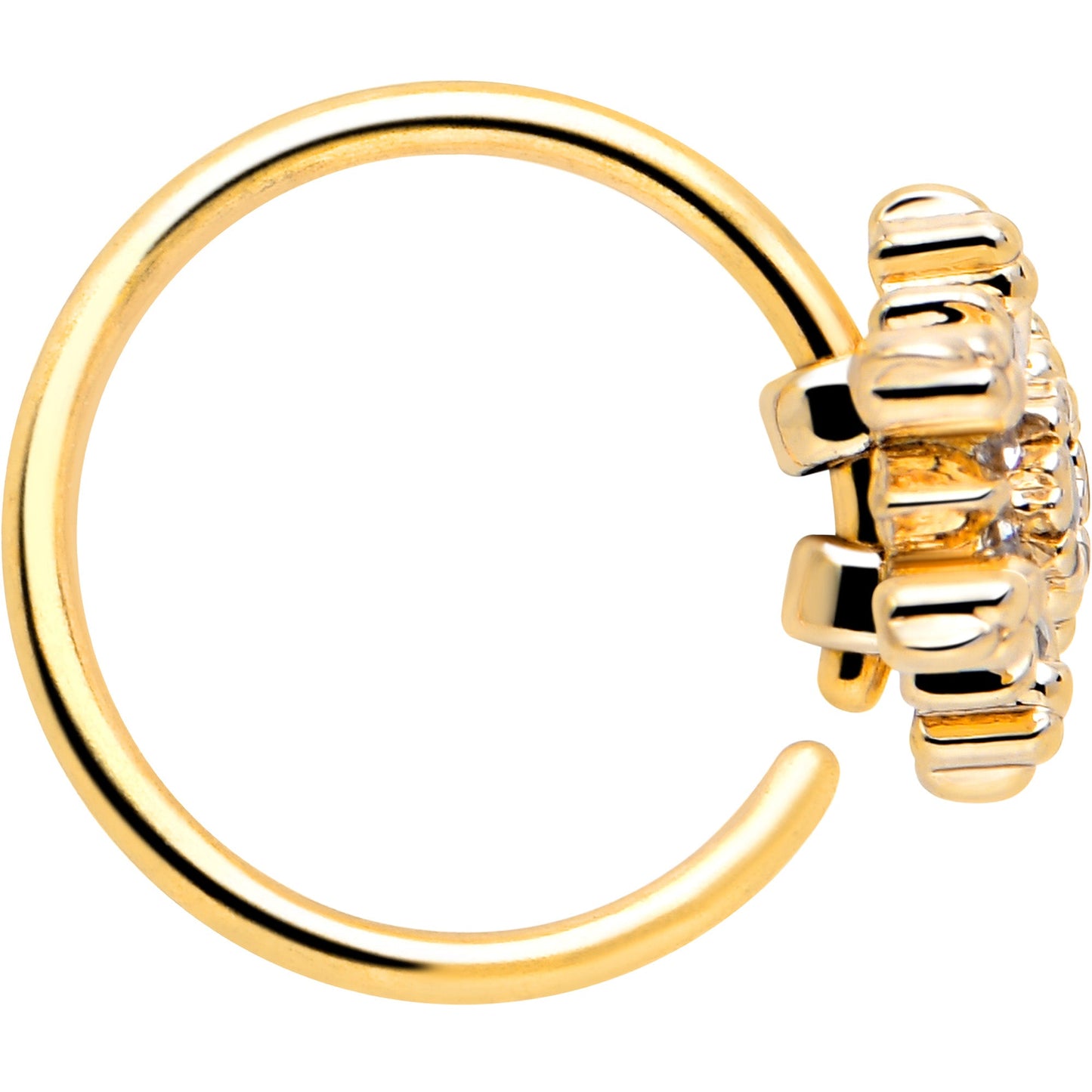 20G 5/16 Clear CZ Gem Gold Tone Glam Snowflake Nose Hoop