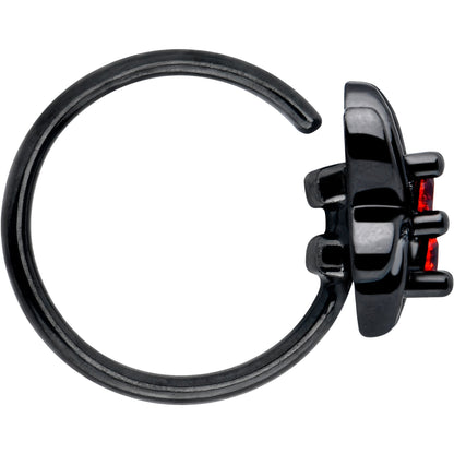 20G 5/16 Red CZ Gem Black Sleek Spider Nose Hoop