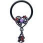 16G 3/8 Red CZ Gem Black Heart Spider Skull Dangle BCR Captive Ring