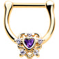 16G 5/16 Purple CZ Gem Gold Tone Heart of Love Cartilage Clicker