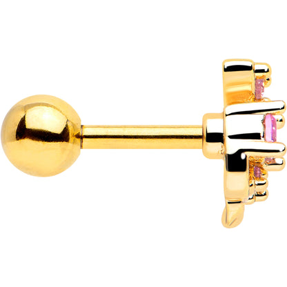 16G 1/4 Pink Gem Gold Tone Twining Vine Cartilage Tragus Earring