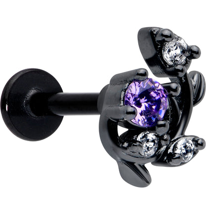 16G 5/16 Purple Clear Gem Black Twining Vine Labret Monroe Tragus