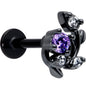 16G 5/16 Purple Clear Gem Black Twining Vine Labret Monroe Tragus