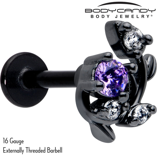 16G 5/16 Purple Clear Gem Black Twining Vine Labret Monroe Tragus