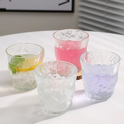 6pcs Glacier Pattern Glass Cup Set - Nordic Style Gradient Frosted