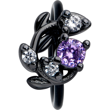 20G 5/16 Purple Gem Black Twining Vine Nose Hoop