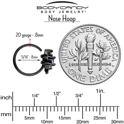 20G 5/16 Purple Gem Black Twining Vine Nose Hoop