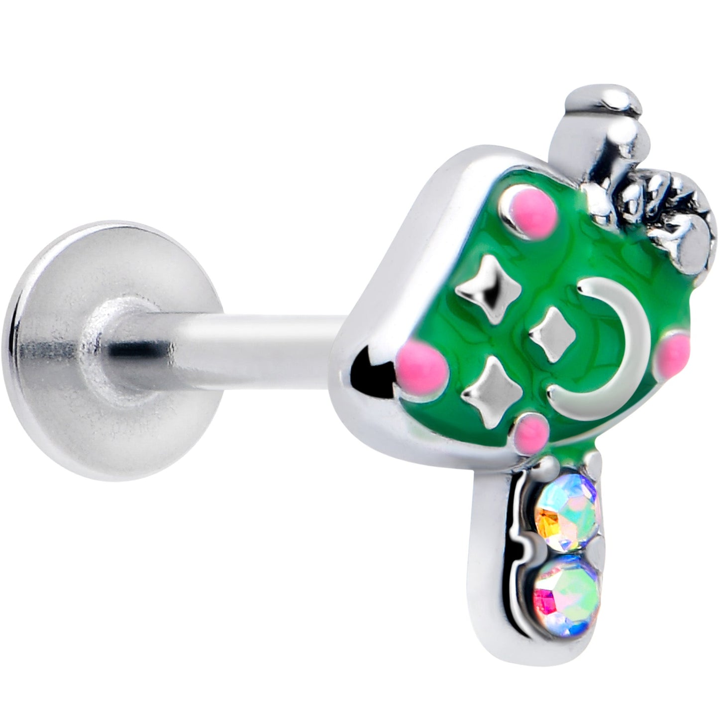 16G 5/16 Aurora Gem Fanciful Green Mushroom Labret Monroe Tragus