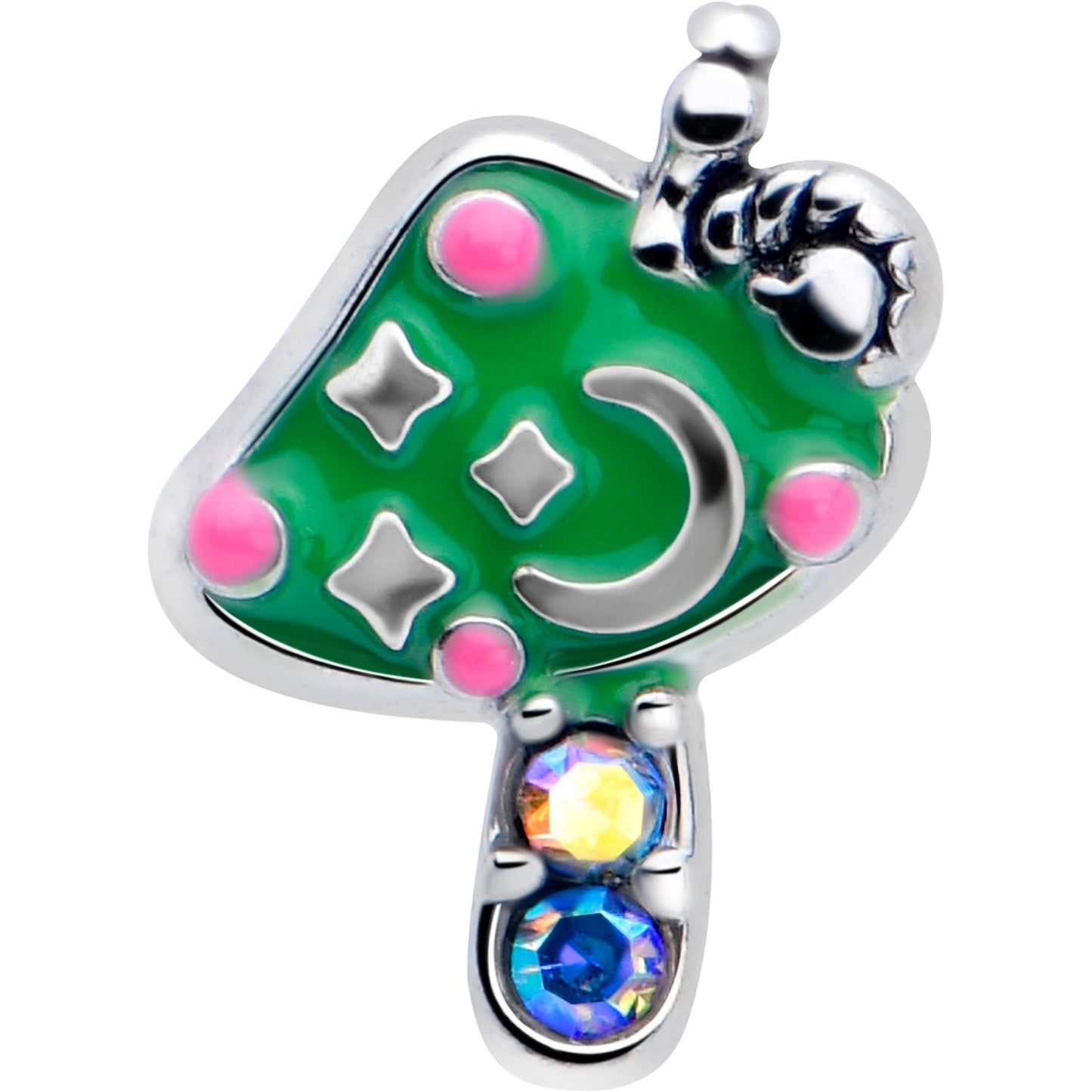 16G 5/16 Aurora Gem Fanciful Green Mushroom Labret Monroe Tragus