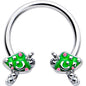 16G 3/8 Fanciful Green Mushrooms Horseshoe Circular Barbell