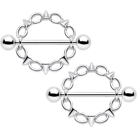 14G 9/16 Links And Spikes Nipple Shield Set