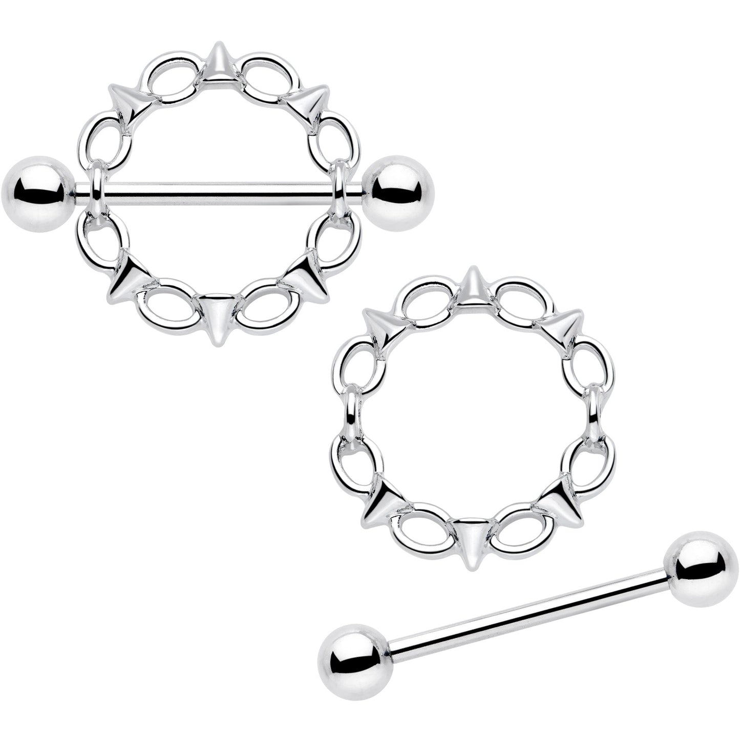 14G 9/16 Links And Spikes Nipple Shield Set
