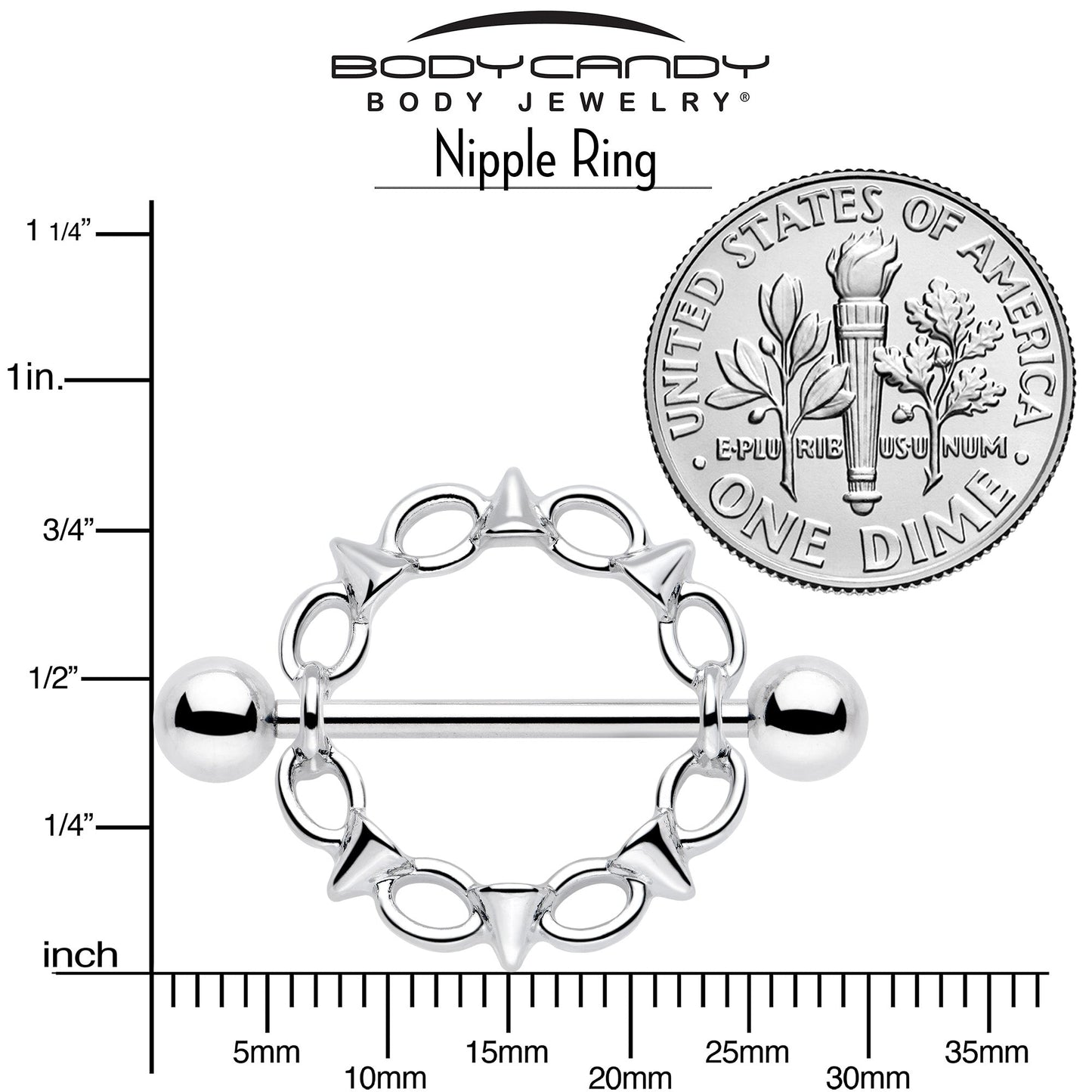14G 9/16 Links And Spikes Nipple Shield Set