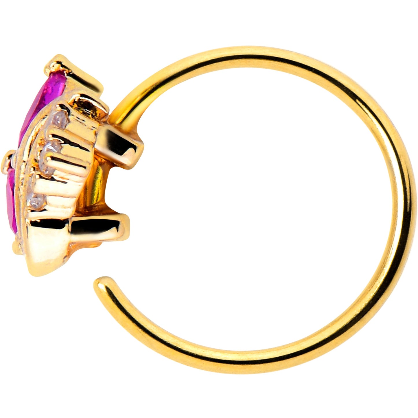 20G 5/16 Red CZ Gem Gold Tone Swirl Fan Nose Hoop