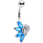 Blue CZ Gem Swirl Fan Belly Ring