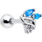 16G 1/4 Blue CZ Gem Swirl Fan Cartilage Tragus Earring