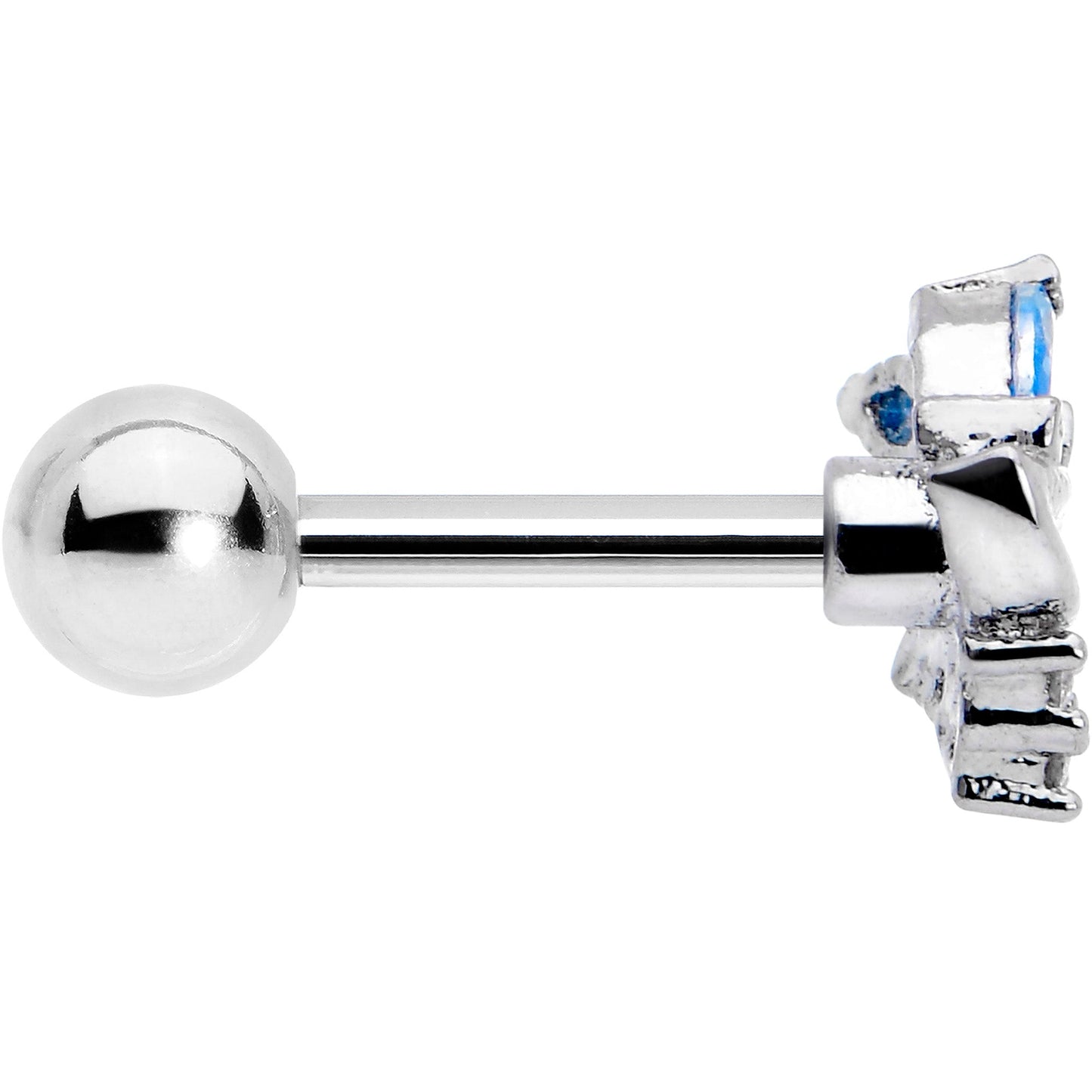 16G 1/4 Blue CZ Gem Swirl Fan Cartilage Tragus Earring