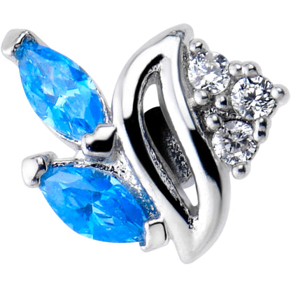 20G 7mm Blue CZ Gem Swirl Fan L Shape Nose Ring