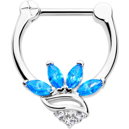 16G 5/16 Blue CZ Gem Swirl Fan Cartilage Clicker