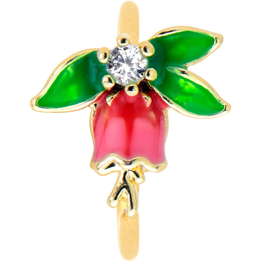 20G 5/16 Clear CZ Gem Gold Tone Bell Flower Nose Hoop