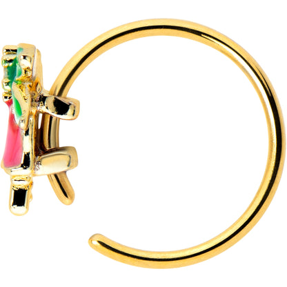 20G 5/16 Clear CZ Gem Gold Tone Bell Flower Nose Hoop