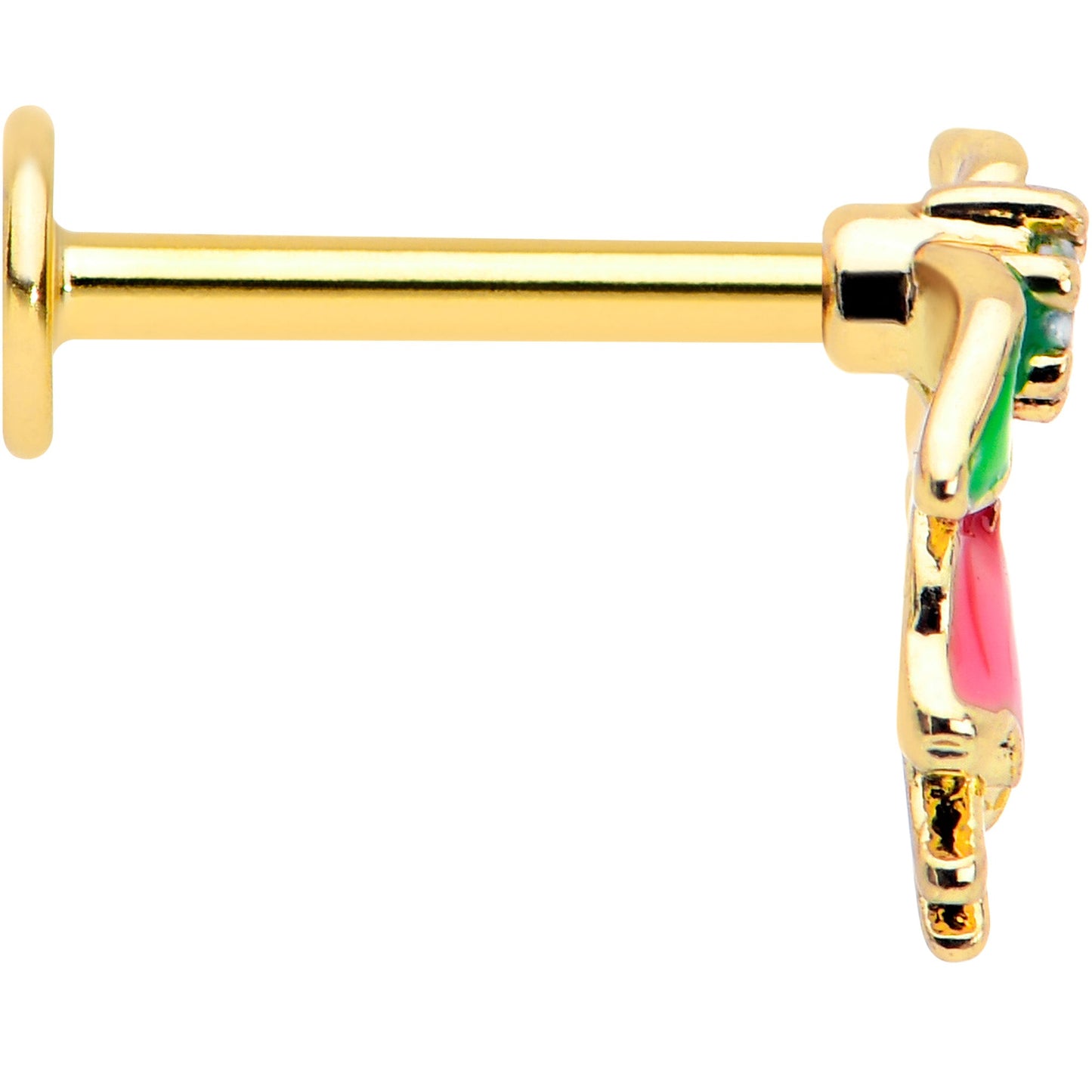 16G 5/16 Clear CZ Gem Gold Tone Bell Flower Labret Monroe Tragus