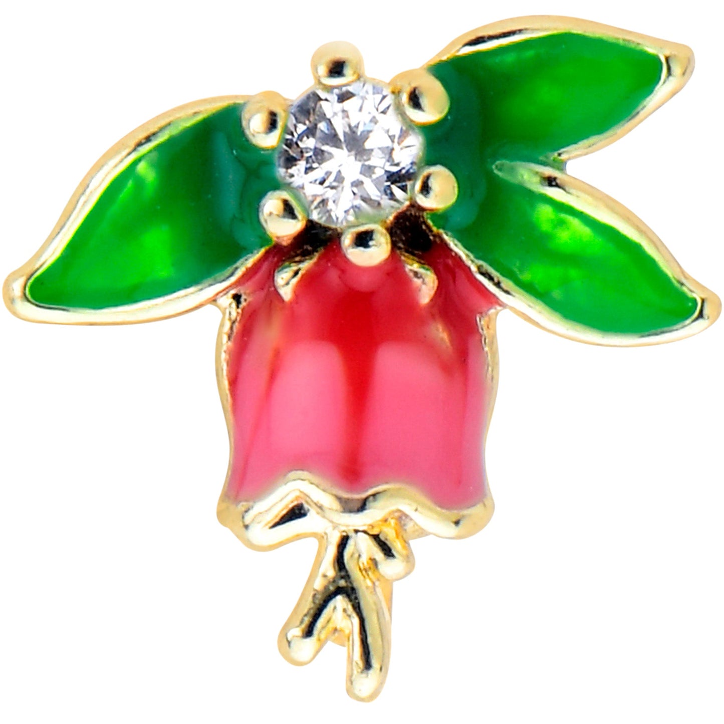 20G 7mm Clear CZ Gem Bell Flower L Shape Nose Ring