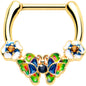 16G 5/16 Blue Gem Gold Tone Butterfly Colors Cartilage Clicker