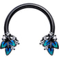 16G 3/8 Clear CZ Gem Black Lush Leaves Circular Barbell Horseshoe
