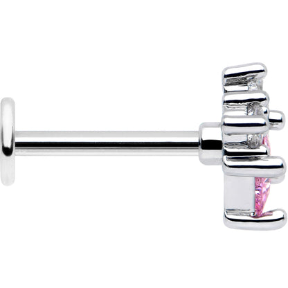 16G 5/16 Pink Clear CZ Gem Rhombus Riot Labret Monroe Tragus