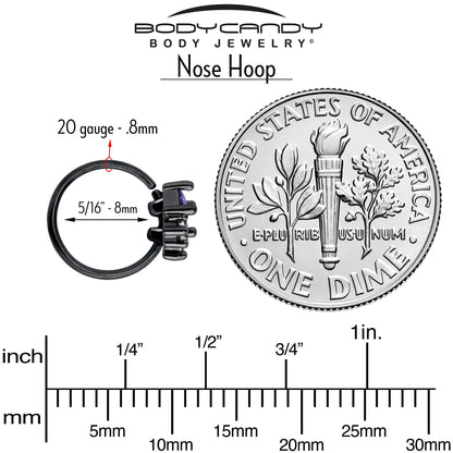 20G 5/16 Purple CZ Gem Black Rhombus Riot Nose Hoop