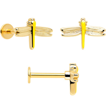 16G 5/16 Clear Gem Gold Tone Ladybug Lotus Labret Tragus Set of 3