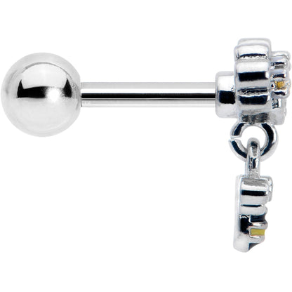 16G 1/4 Yellow CZ Gem Flower Bee Dangle Cartilage Tragus Earring