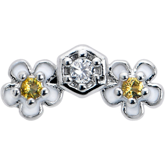 16G 5/16 Yellow CZ Gem Honeycomb Flower Labret Monroe Tragus