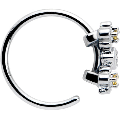 20G 5/16 Yellow CZ Gem Flower Honeycomb Nose Hoop