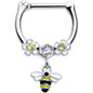 16G 5/16 Yellow CZ Gem Flower Bee Dangle Cartilage Clicker