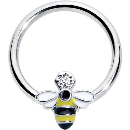 16G 3/8 Clear CZ Gem Bee Sweet BCR Captive Ring